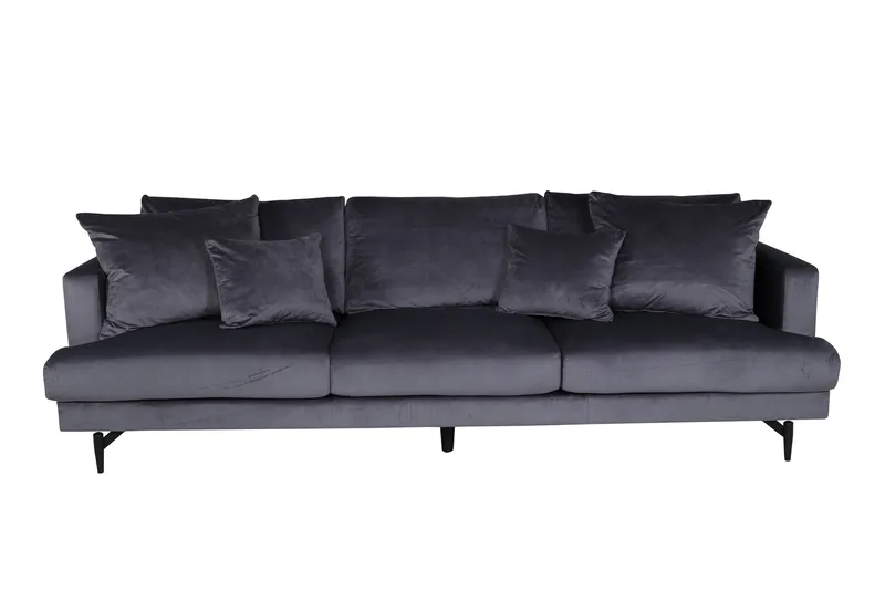 Sofia 3-seter Sofa 260 cm i Fløyel, Grå