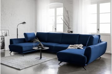 Sovesofa Dobbeltsjeselong Kazuma - Mørkeblå - Møbler - Sofaer - Sovesofaer - Langsgående sovesofa