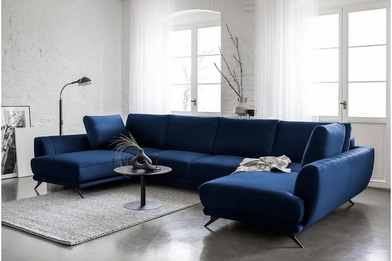 Sovesofa Dobbeltsjeselong Kazuma - Mørkeblå - Møbler - Sofaer - Sovesofaer - Langsgående sovesofa