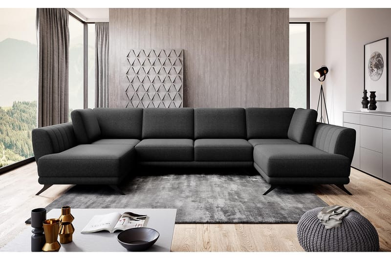 Sovesofa Dobbeltsjeselong Kazuma - Mørkegrå - Møbler - Sofaer - Sovesofaer - Langsgående sovesofa