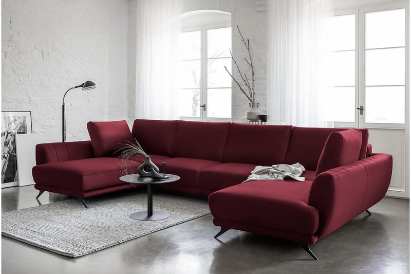 Sovesofa Dobbeltsjeselong Kazuma - Rød - Møbler - Sofaer - Sovesofaer - Langsgående sovesofa