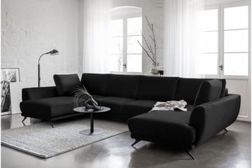 Sovesofa Dobbeltsjeselong Kazuma - Svart - Møbler - Sofaer - Sovesofaer - Langsgående sovesofa