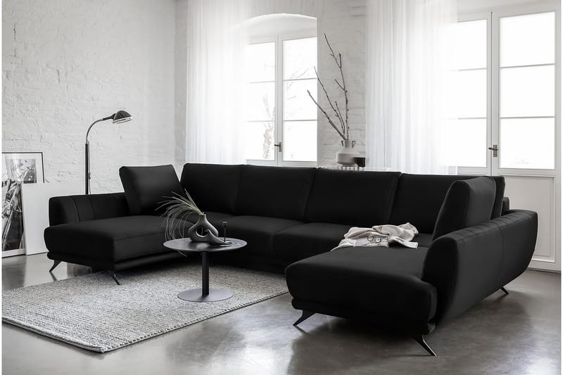Sovesofa Dobbeltsjeselong Kazuma - Svart - Møbler - Sofaer - Sovesofaer - Langsgående sovesofa