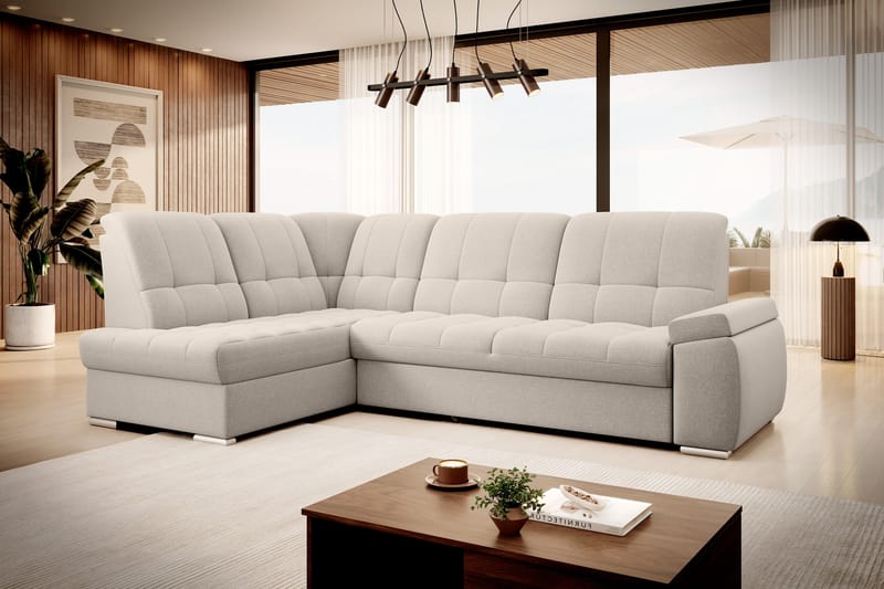 Sovesofa m. Sjeselong Amelya 3-seter - Beige - Møbler - Sofaer - Sovesofaer - Langsgående sovesofa