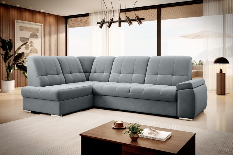 Sovesofa m. Sjeselong Amelya 3-seter - Grå - Møbler - Sofaer - Sovesofaer - Langsgående sovesofa