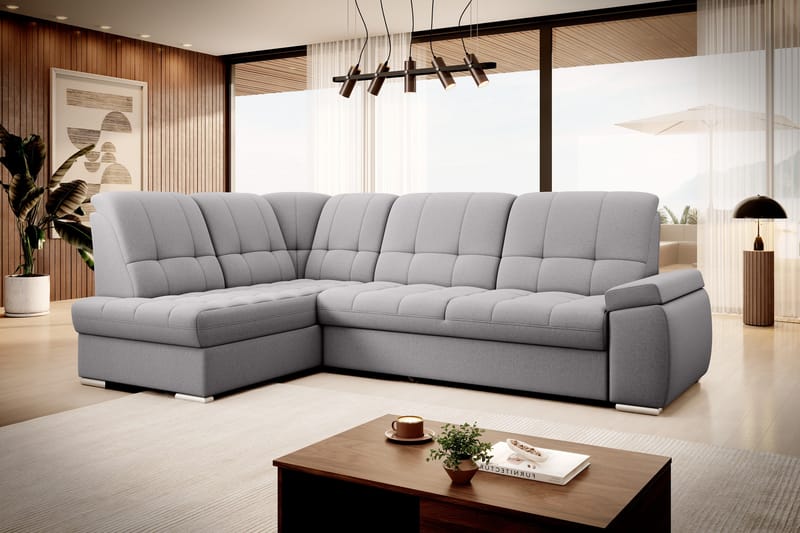 Sovesofa m. Sjeselong Amelya 3-seter - Grå - Møbler - Sofaer - Sovesofaer - Langsgående sovesofa