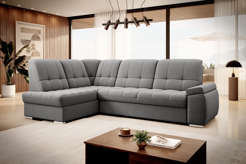 Sovesofa m. Sjeselong Amelya 3-seter - Grå - Møbler - Sofaer - Sovesofaer - Langsgående sovesofa