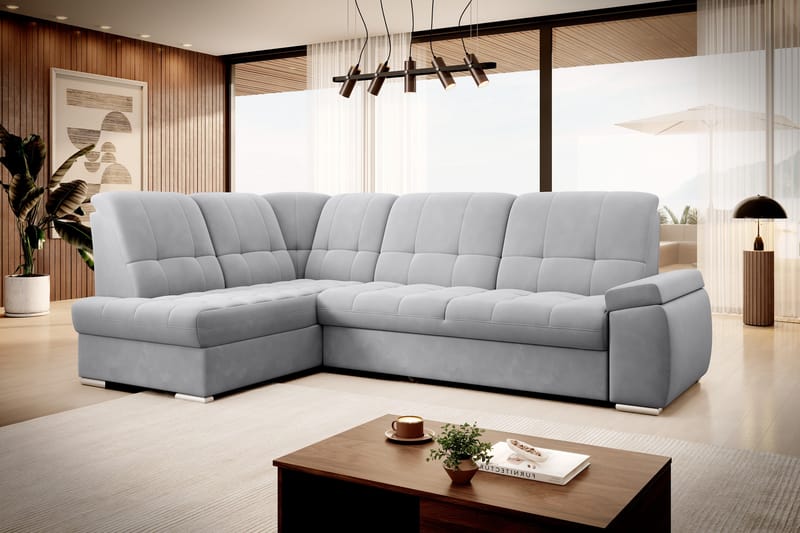 Sovesofa m. Sjeselong Amelya 3-seter - Grå - Møbler - Sofaer - Sovesofaer - Langsgående sovesofa