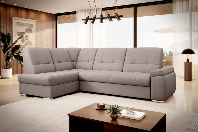 Sovesofa m. Sjeselong Amelya 3-seter - Grå - Møbler - Sofaer - Sovesofaer - Langsgående sovesofa