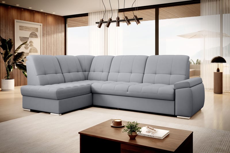 Sovesofa m. Sjeselong Amelya 3-seter - Grå - Møbler - Sofaer - Sovesofaer - Langsgående sovesofa