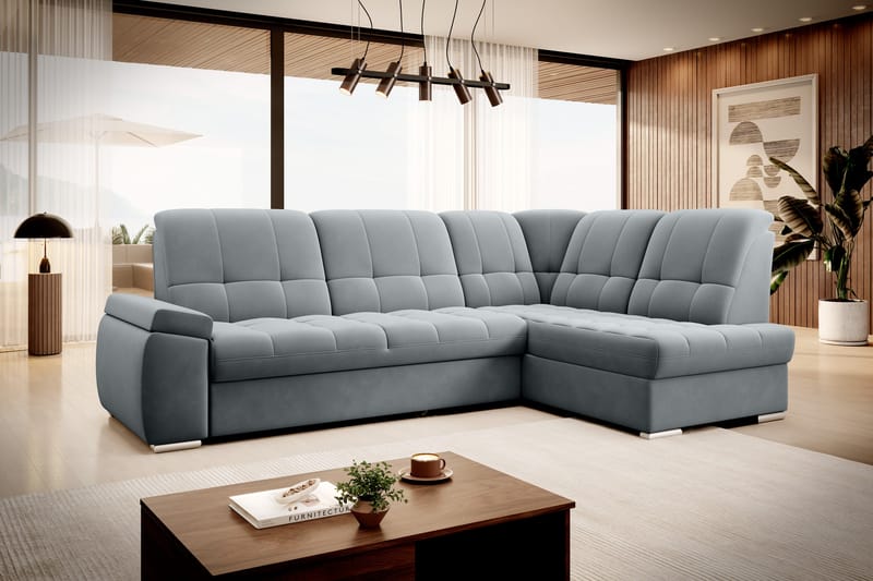 Sovesofa m. Sjeselong Amelya 3-seter - Grå - Møbler - Sofaer - Sovesofaer - Langsgående sovesofa