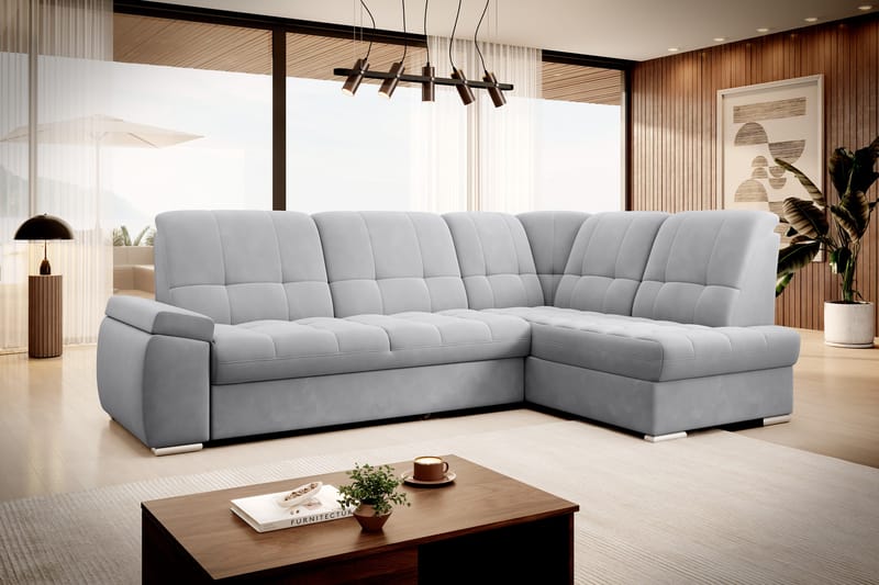 Sovesofa m. Sjeselong Amelya 3-seter - Grå - Møbler - Sofaer - Sovesofaer - Langsgående sovesofa