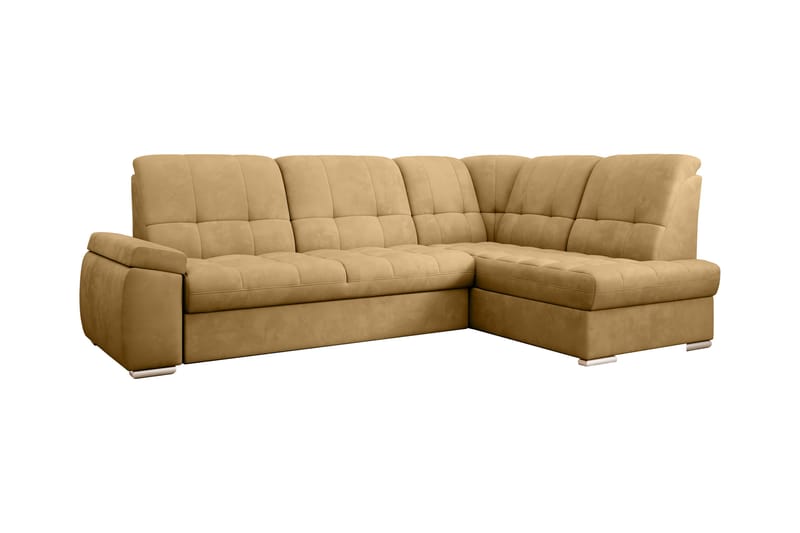 Sovesofa m. Sjeselong Amelya 3-seter - Gul - Møbler - Sofaer - Sovesofaer - Langsgående sovesofa