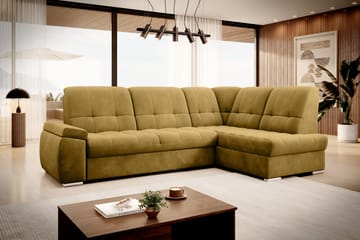 Sovesofa m. Sjeselong Amelya 3-seter - Gul - Møbler - Sofaer - Sovesofaer - Langsgående sovesofa
