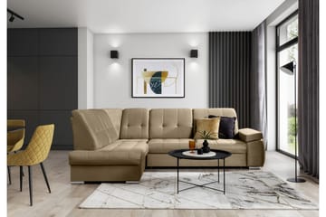 Sovesofa m. Sjeselong Amelya 3-seter - Lysebrun - Møbler - Sofaer - Sovesofaer - Langsgående sovesofa