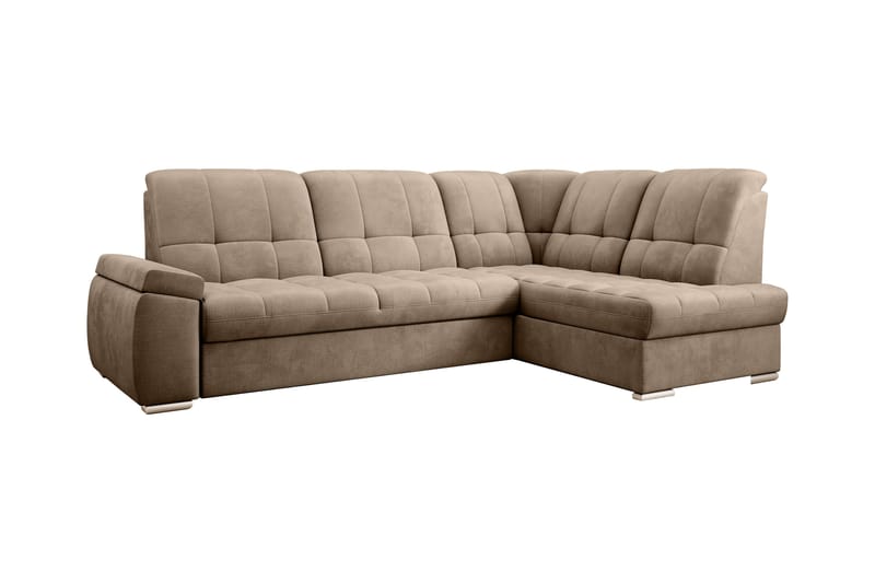 Sovesofa m. Sjeselong Amelya 3-seter - Lysebrun - Møbler - Sofaer - Sovesofaer - Langsgående sovesofa