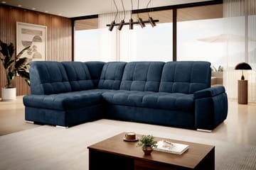 Sovesofa m. Sjeselong Amelya 3-seter - Mørkeblå - Møbler - Sofaer - Sovesofaer - Langsgående sovesofa