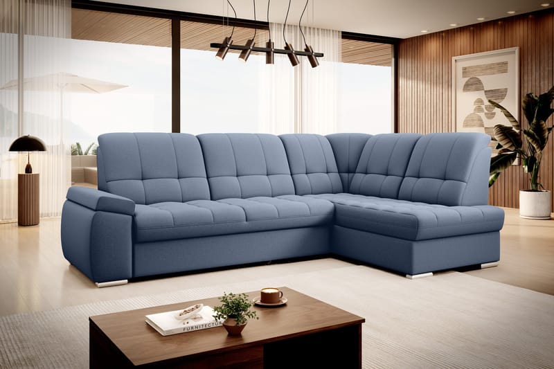 Sovesofa m. Sjeselong Amelya 3-seter - Mørkeblå - Møbler - Sofaer - Sovesofaer - Langsgående sovesofa