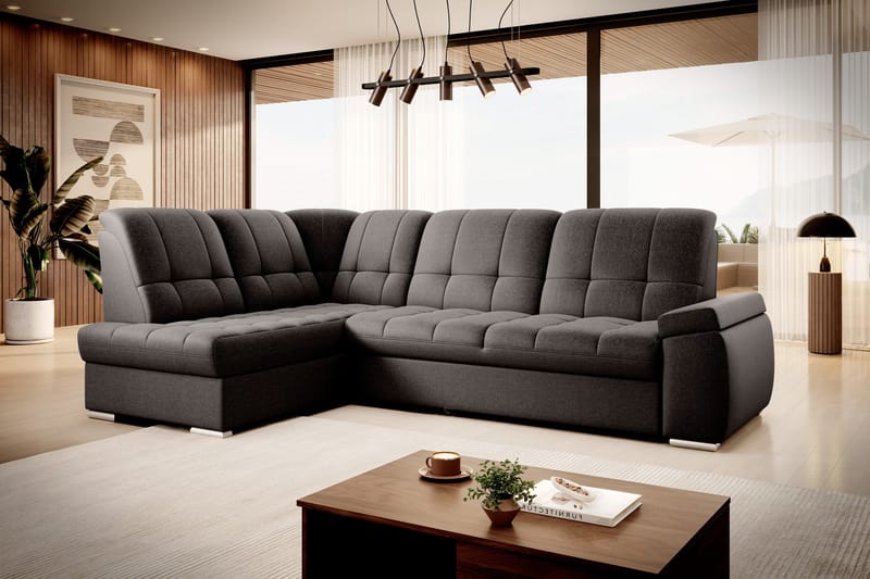 Sovesofa m. Sjeselong Amelya 3-seter - Mørkebrun - Møbler - Sofaer - Sovesofaer - Langsgående sovesofa