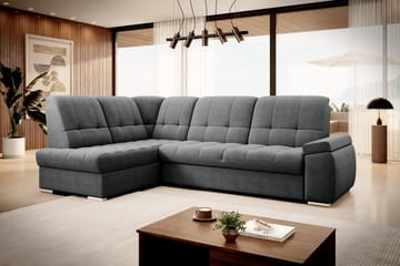 Sovesofa m. Sjeselong Amelya 3-seter - Mørkegrå - Møbler - Sofaer - Sovesofaer - Langsgående sovesofa
