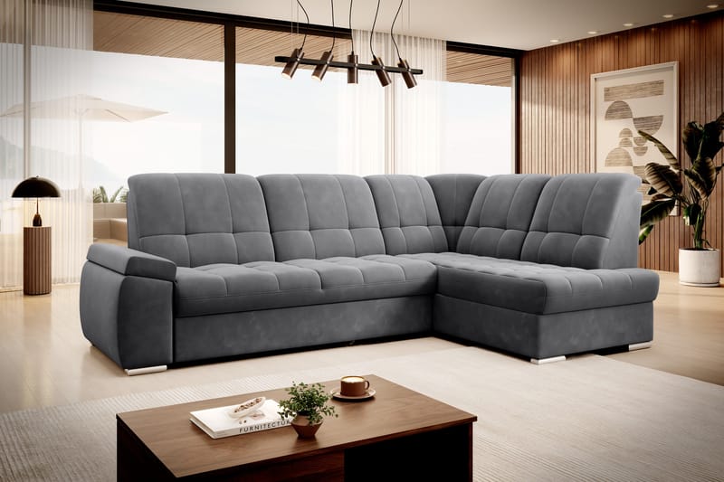 Sovesofa m. Sjeselong Amelya 3-seter - Mørkegrå - Møbler - Sofaer - Sovesofaer - Langsgående sovesofa