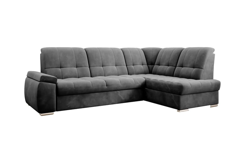Sovesofa m. Sjeselong Amelya 3-seter - Mørkegrå - Møbler - Sofaer - Sovesofaer - Langsgående sovesofa