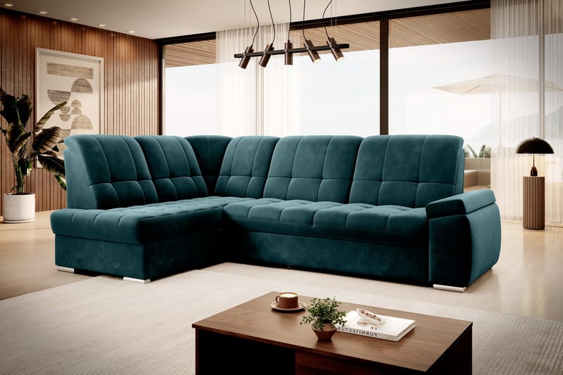 Sovesofa m. Sjeselong Amelya 3-seter - Mørkegrønn - Møbler - Sofaer - Sovesofaer - Langsgående sovesofa