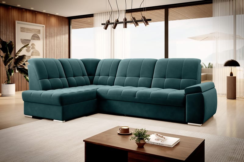 Sovesofa m. Sjeselong Amelya 3-seter - Mørkegrønn - Møbler - Sofaer - Sovesofaer - Langsgående sovesofa