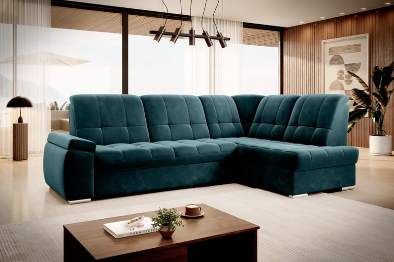 Sovesofa m. Sjeselong Amelya 3-seter - Mørkegrønn - Møbler - Sofaer - Sovesofaer - Langsgående sovesofa