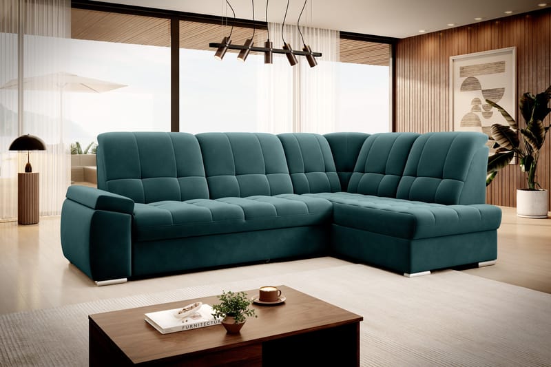 Sovesofa m. Sjeselong Amelya 3-seter - Mørkegrønn - Møbler - Sofaer - Sovesofaer - Langsgående sovesofa
