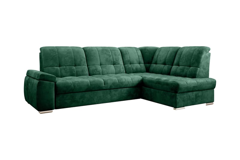 Sovesofa m. Sjeselong Amelya 3-seter - Mørkegrønn - Møbler - Sofaer - Sovesofaer - Langsgående sovesofa