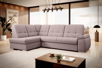 Sovesofa m. Sjeselong Amelya 3-seter - Rosa - Møbler - Sofaer - Sovesofaer - Langsgående sovesofa