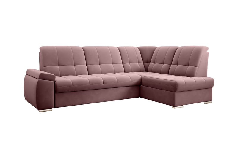 Sovesofa m. Sjeselong Amelya 3-seter - Rosa - Møbler - Sofaer - Sovesofaer - Langsgående sovesofa