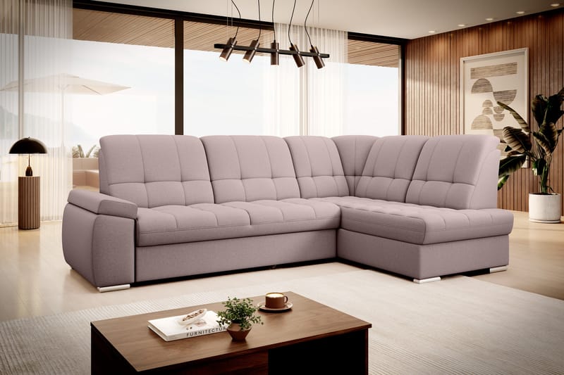 Sovesofa m. Sjeselong Amelya 3-seter - Rosa - Møbler - Sofaer - Sovesofaer - Langsgående sovesofa