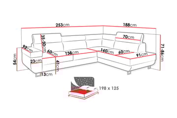 Sovesofa m. Sjeselong Argueso 3-seters L-formet - Grå - Møbler - Sofaer - Sovesofaer - Langsgående sovesofa