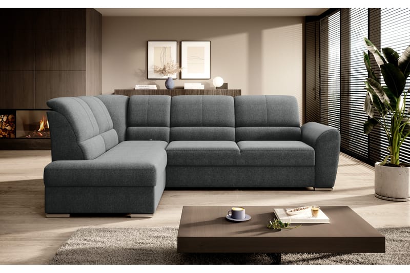 Sovesofa m. Sjeselong Keith 3-seter - Grå - Møbler - Sofaer - Sovesofaer - Langsgående sovesofa