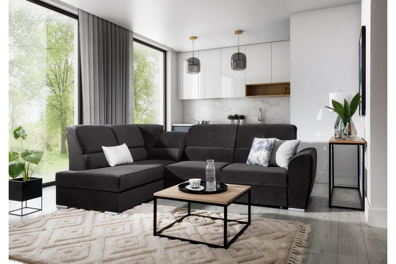 Sovesofa m. Sjeselong Keith 3-seter - Grå - Møbler - Sofaer - Sovesofaer - Langsgående sovesofa