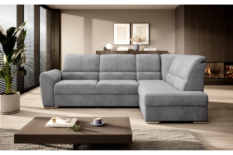 Sovesofa m. Sjeselong Keith 3-seter - Grå - Møbler - Sofaer - Sovesofaer - Langsgående sovesofa