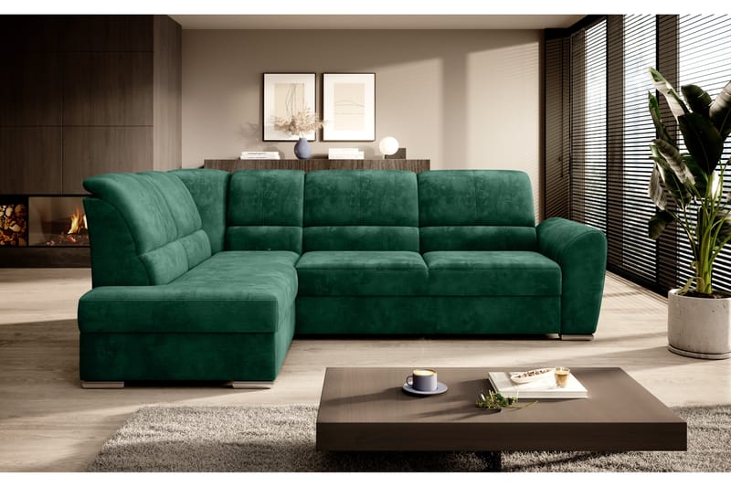 Sovesofa m. Sjeselong Keith 3-seter - Mørkegrønn - Møbler - Sofaer - Sovesofaer - Langsgående sovesofa