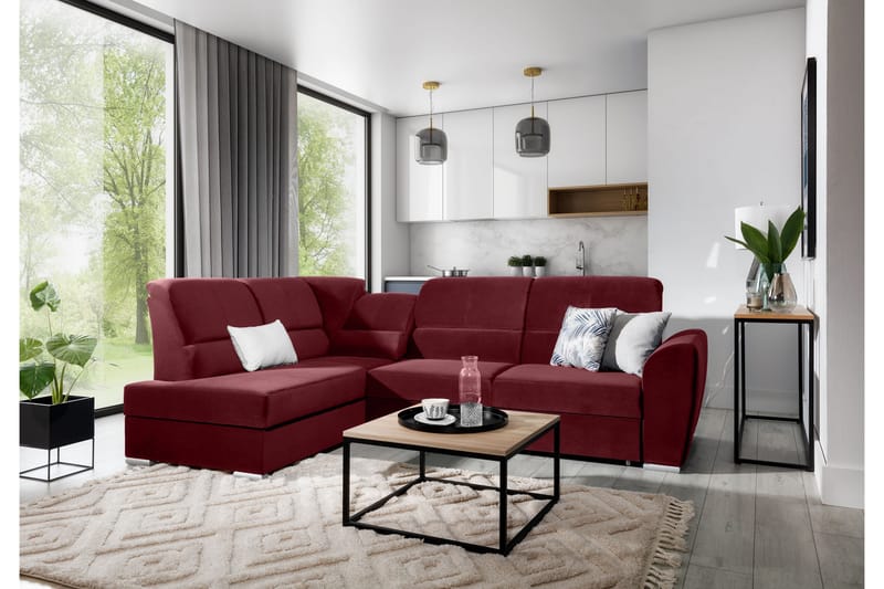 Sovesofa m. Sjeselong Keith 3-seter - Mørkelilla - Møbler - Sofaer - Sovesofaer - Langsgående sovesofa