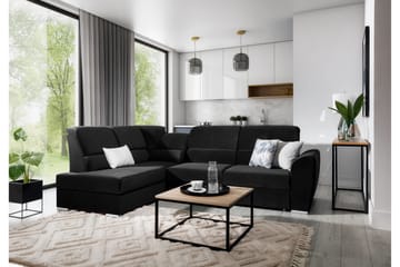 Sovesofa m. Sjeselong Keith 3-seter - Svart - Møbler - Sofaer - Sovesofaer - Langsgående sovesofa