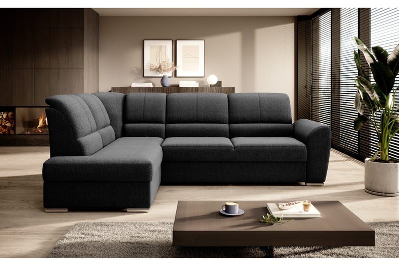 Sovesofa m. Sjeselong Keith 3-seter - Svart - Møbler - Sofaer - Sovesofaer - Langsgående sovesofa