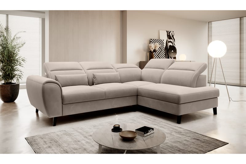 Sovesofa m. Sjeselong Yasmine 3-seter - Beige - Møbler - Sofaer - Sovesofaer - Langsgående sovesofa