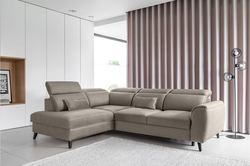 Sovesofa m. Sjeselong Yasmine 3-seter - Beige - Møbler - Sofaer - Sovesofaer - Langsgående sovesofa