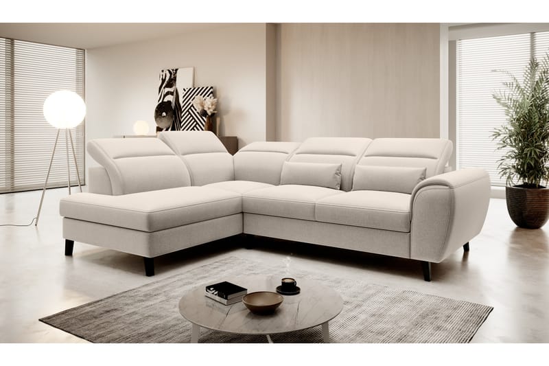 Sovesofa m. Sjeselong Yasmine 3-seter - Beige - Møbler - Sofaer - Sovesofaer - Langsgående sovesofa