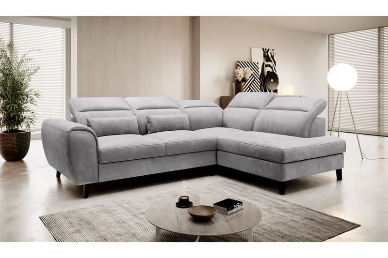 Sovesofa m. Sjeselong Yasmine 3-seter - Grå - Møbler - Sofaer - Sovesofaer - Langsgående sovesofa
