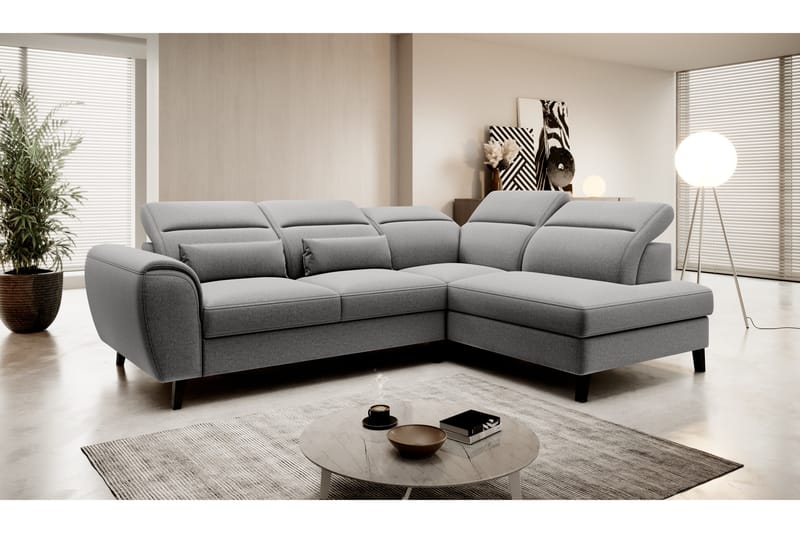 Sovesofa m. Sjeselong Yasmine 3-seter - Grå - Møbler - Sofaer - Sovesofaer - Langsgående sovesofa