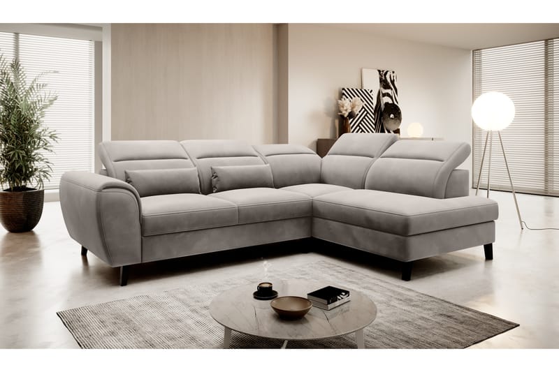 Sovesofa m. Sjeselong Yasmine 3-seter - Grå - Møbler - Sofaer - Sovesofaer - Langsgående sovesofa