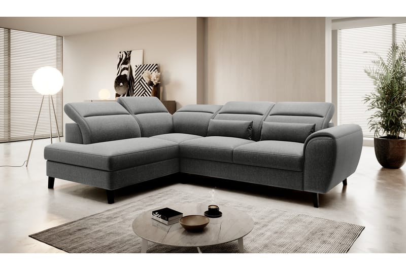 Sovesofa m. Sjeselong Yasmine 3-seter - Grå - Møbler - Sofaer - Sovesofaer - Langsgående sovesofa