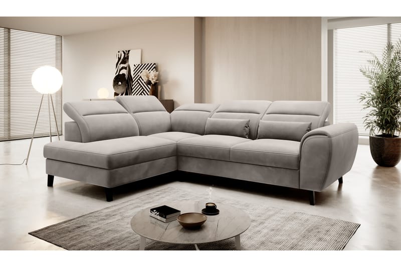 Sovesofa m. Sjeselong Yasmine 3-seter - Grå - Møbler - Sofaer - Sovesofaer - Langsgående sovesofa